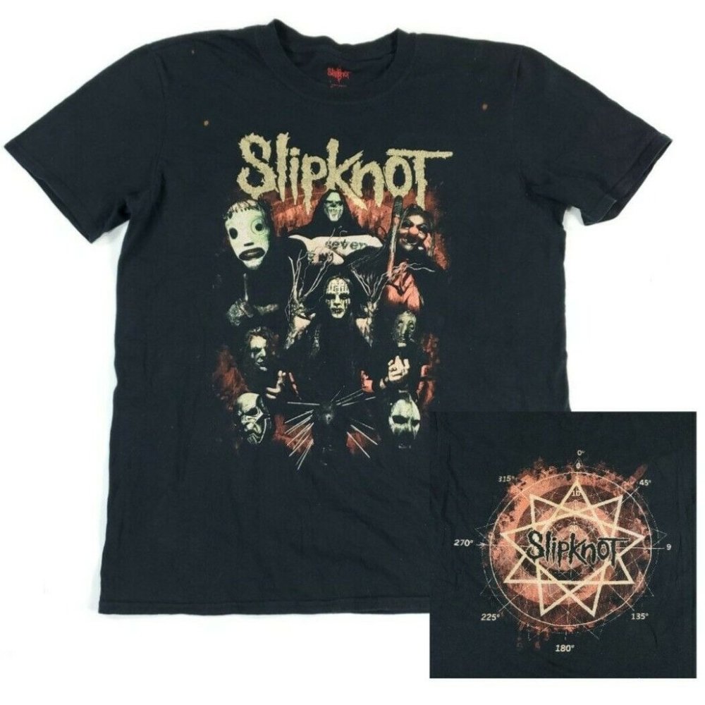 Slipknot Mens Large Double Sided Band T Shirt 2016 (Bleach Stains)